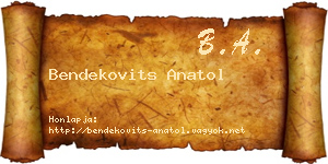 Bendekovits Anatol névjegykártya
